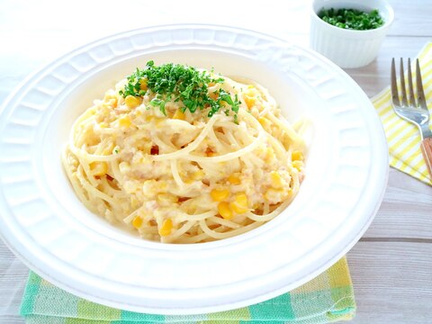 とうもろこし丸ごと!濃厚クリームパスタ